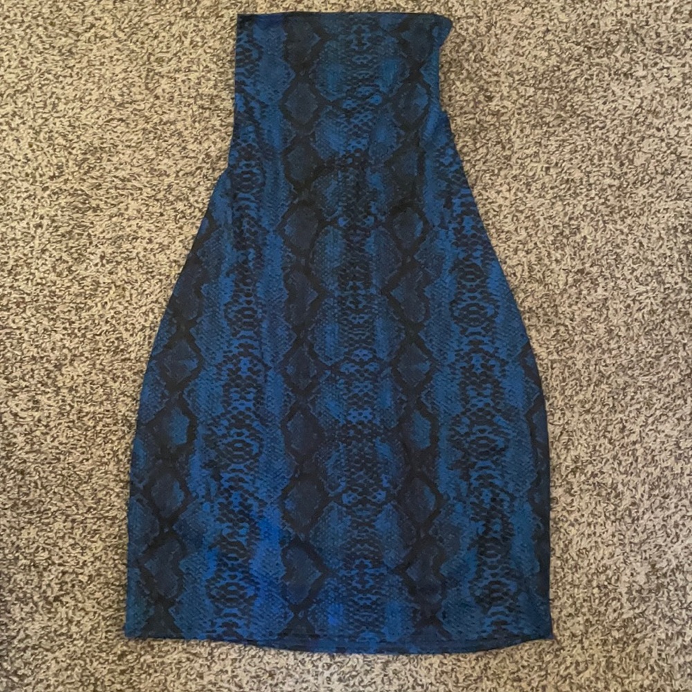 Blue and Black snakeskin backless dress